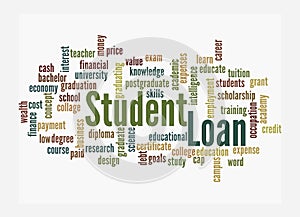 Word Cloud with STUDENT LOAN concept, isolated on a white background