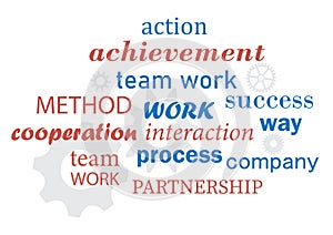 word cloud. Teamwork and process. Vector