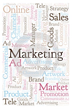 Word cloud with text Marketing.