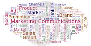 Word cloud with text Marketing Communications.
