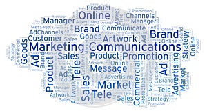 Word cloud with text Marketing Communications.