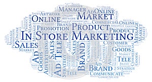 Word cloud with text In Store Marketing.