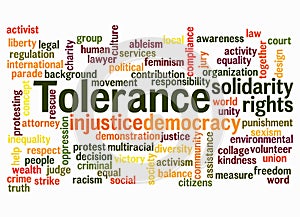 Word Cloud with TOLERANCE concept create with text only