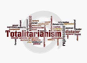 Word Cloud with TOTALITARIANISM concept, isolated on a white background