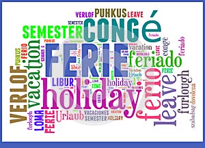 Word Cloud Vacation in different languages photo