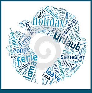 Word Cloud Vacation in different languages
