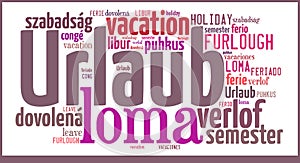 Word Cloud Vacation in different languages