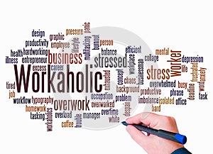 Word Cloud with WORKAHOLIC concept create with text only