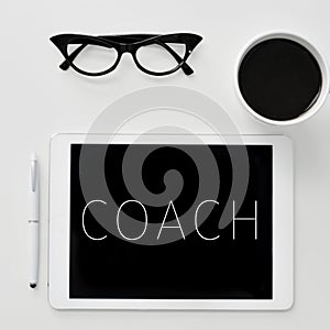 Word coach on the screen of a tablet computer