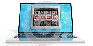Word code on a laptop`s screen. 3d illustration