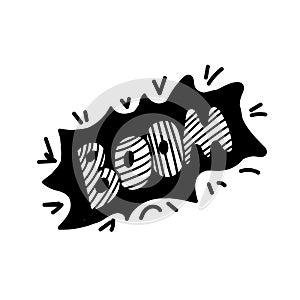 Word Comic Book Vector Sketch - Boom. Vector in the style of a doodle.