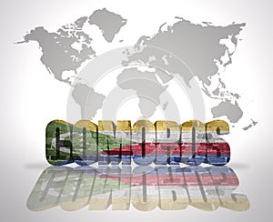 Word Comoros on a world map background