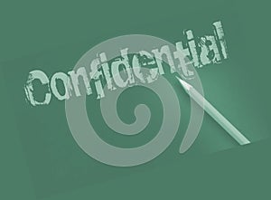 The word confidential yellow on black and a pencil besides. Secret personal or business data concept