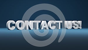 The word contact us on blue background. Business communication customer counseling and service support