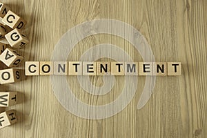 Word contentment from wooden blocks