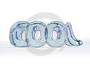 Word COOL made from ice letters on white background. 3d renderin