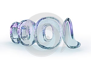 Word COOL made from ice letters on white background. 3d renderin