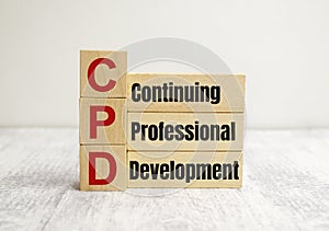 The word CPD arranged from wooden letters