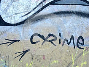 The word crime on the wall