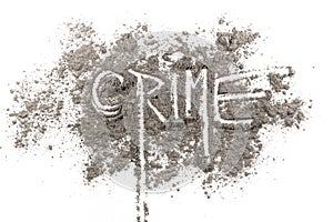 Word crime written in ash