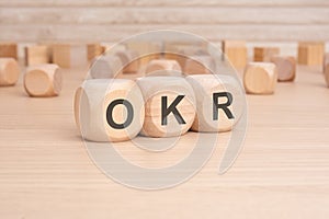 the word cubes formed OKR It's an abbreviation for Objectives and Key Results