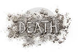 Word death written in dust as a metaphor for transience photo