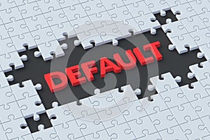 Word default near puzzle pieces. Financial crisis. Default on debt obligations