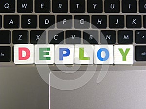 Word Deploy on keyboard background