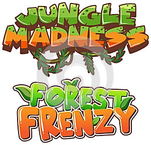 Word design for jungle madness and forest frenzy