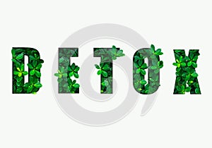 Word detox is made from green leaves. Concept of diet, cleansing the body, healthy eating, ditital detox photo