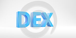 Word DEX over white background, cryptocurrency