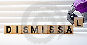 the word of DISMISS on building blocks concept