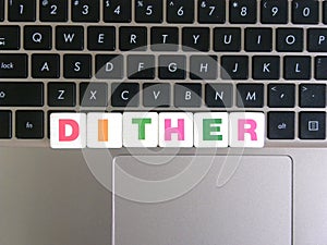 Word Dither on keyboard background