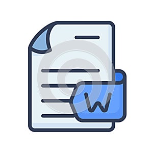 Word document file paper docs format single isolated icon with filled line style