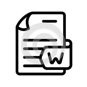 Word document file paper docs format single isolated icon with outline style