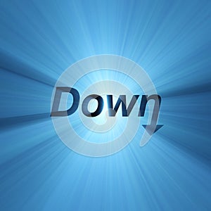 Word Down arrow sign light flare