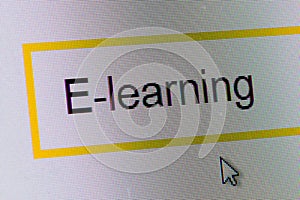 Word E-learning in search bar on computer monitor