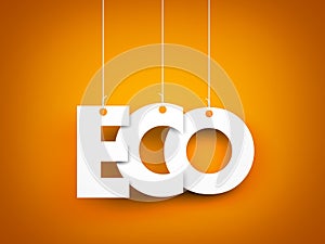 Word ECO hanging on orange background