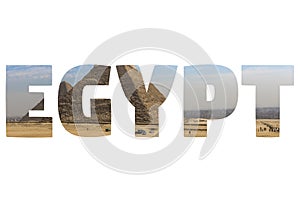 Word EGYPT over symbolic places.