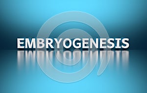 Word Embriogenesis on blue backgound