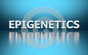 Word Epigenetics written in white bold letters photo