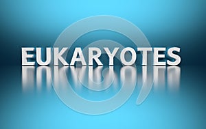 Word Eukaryotes on blue backgound