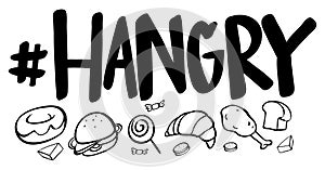 Word expression for hangry with many food