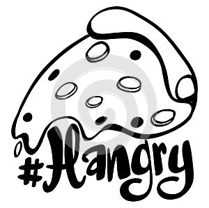 Word expression for hangry with pizza slice