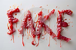 The word 'FAKE' is styled provocatively in ketchup