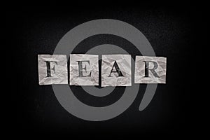 Word Fear on a blackboard