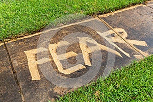 The word `FEAR` fritten in graffiti photo