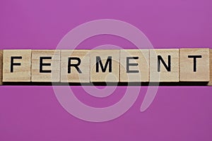 Word ferment from small gray wooden letters