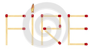 Word Fire made of matches