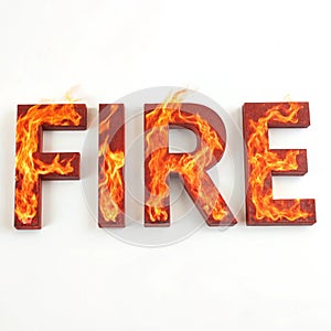 Word fire theme isolated on white background